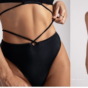 Meshki Black Strappy Swim Bottom